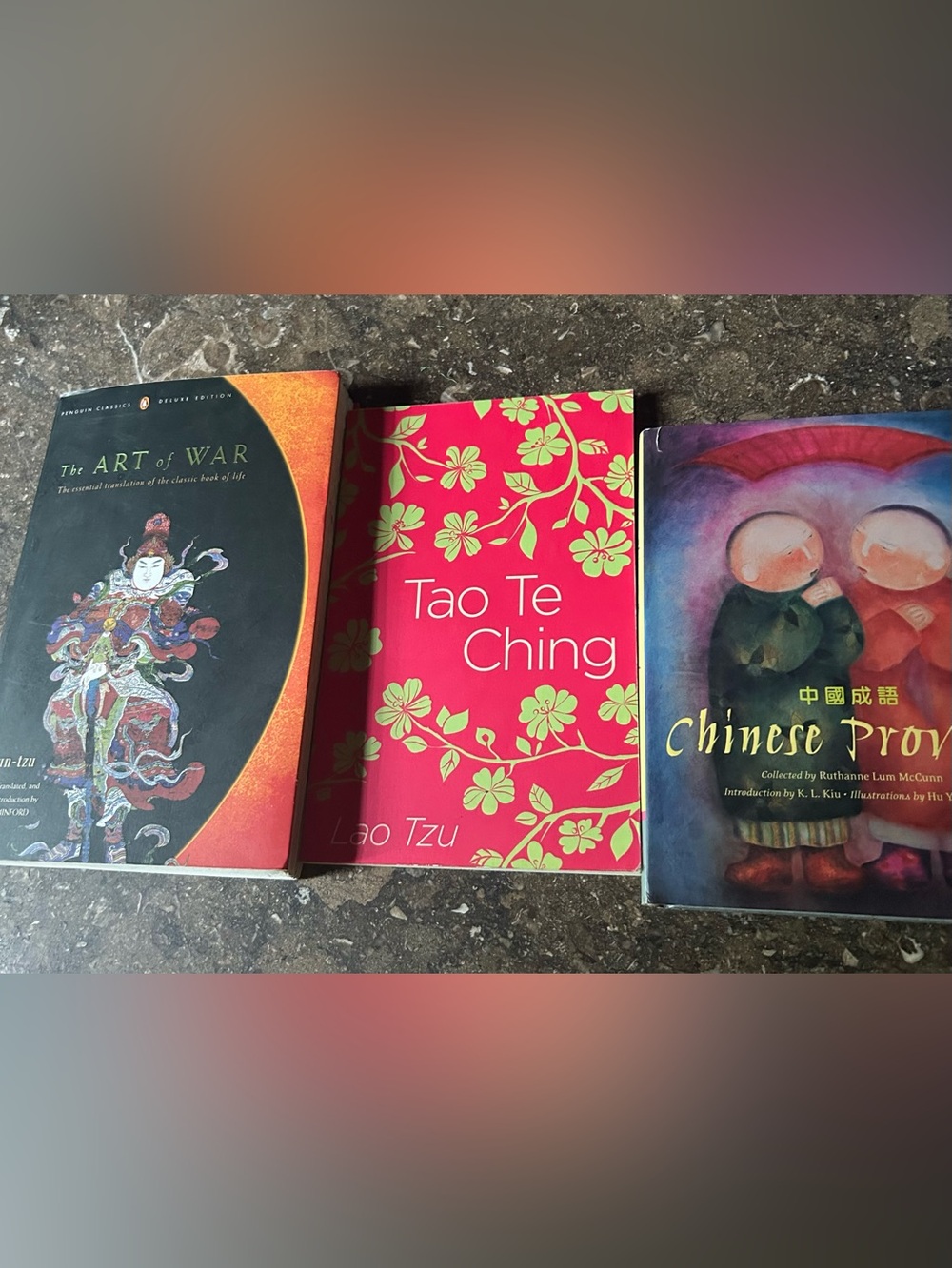 3 books: Art of War, Tao Te Ching, Chinese Proverbs